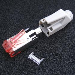 10788613 - 25 Stück Hirose TM21 Stecker, RJ45 Cat6, komplett mit Knickschutztülle grau und Einfädelhilfe