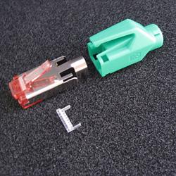 10788643 - 25 Stück Hirose TM21 Stecker, RJ45 Cat6, komplett mit Knickschutztülle grün und Einfädelhilfe