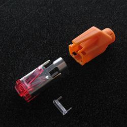 10788693 - 25 Stück Hirose TM21 Stecker, RJ45 Cat6, komplett mit Knickschutztülle orange und Einfädelhilfe