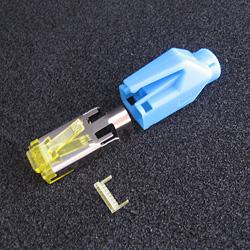 10788734 - 50 Stück Hirose TM31 Stecker, RJ45 Cat6a, komplett mit Knickschutztülle blau und Einfädelhilfe