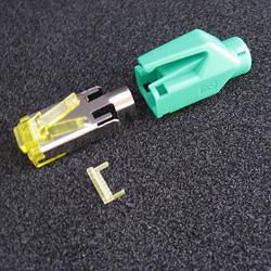 10788742 - 10 Stück Hirose TM31 Stecker, RJ45 Cat6a, komplett mit Knickschutztülle grün und Einfädelhilfe