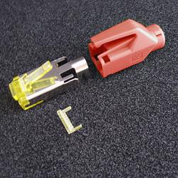 10788752 - 10 Stück Hirose TM31 Stecker, RJ45 Cat6a, komplett mit Knickschutztülle rot und Einfädelhilfe