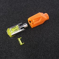 10788792 - 10 Stück Hirose TM31 Stecker, RJ45 Cat6a, komplett mit Knickschutztülle orange und Einfädelhilfe