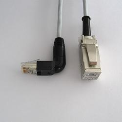 11588104 - Patchkabel mit Winkelstecker (90° zum Rasthebel) und RJ45 Buchse, 2m grau, flexibel